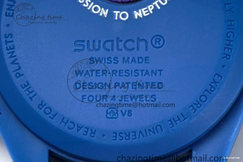 0211 ZipUp Speedmaster Misson To Neptune 1:1 Best Edition Blue Dial On Nylon Strap Quartz 7854